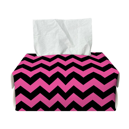 Pink And Black Chevron Pattern Print Rectangle Tissue Box Cover