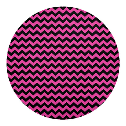 Pink And Black Chevron Pattern Print Round Blanket