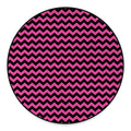 Pink And Black Chevron Pattern Print Round Floor Mat