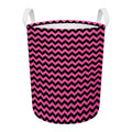 Pink And Black Chevron Pattern Print Round Laundry Basket