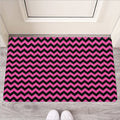 Pink And Black Chevron Pattern Print Rubber Doormat