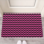 Pink And Black Chevron Pattern Print Rubber Doormat
