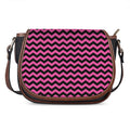 Pink And Black Chevron Pattern Print Saddle Bag