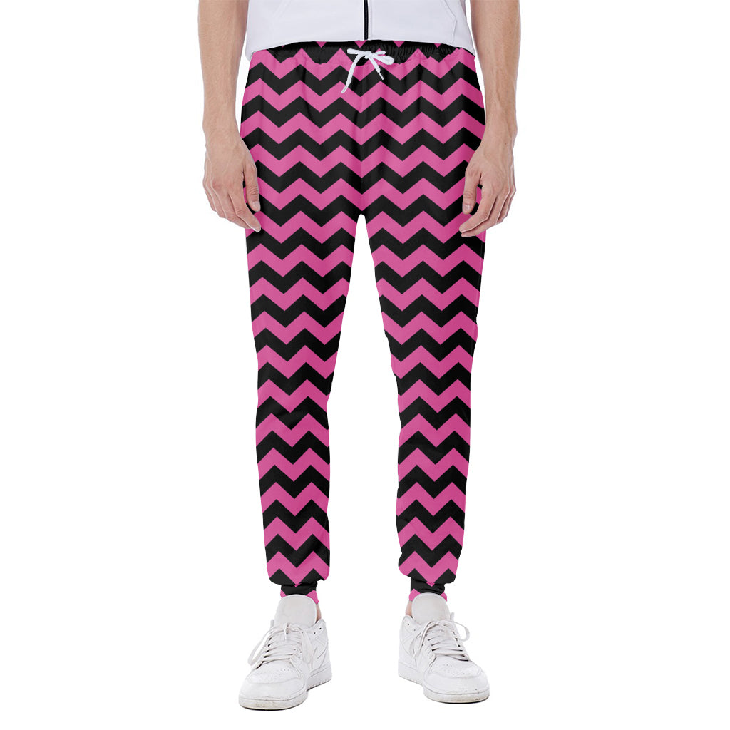 Pink And Black Chevron Pattern Print Scuba Joggers