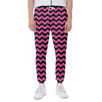 Pink And Black Chevron Pattern Print Scuba Joggers
