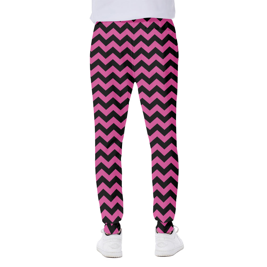 Pink And Black Chevron Pattern Print Scuba Joggers
