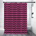 Pink And Black Chevron Pattern Print Shower Curtain