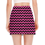 Pink And Black Chevron Pattern Print Side Slit Mini Skirt