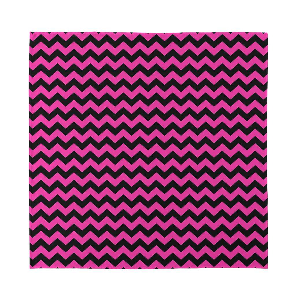 Pink And Black Chevron Pattern Print Silk Bandana