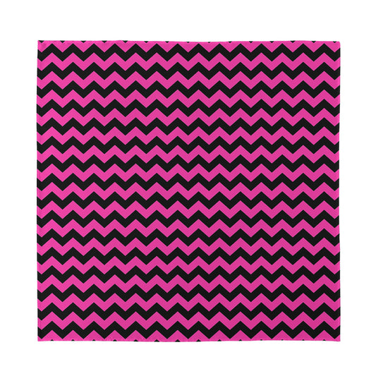 Pink And Black Chevron Pattern Print Silk Bandana