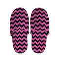 Pink And Black Chevron Pattern Print Slippers