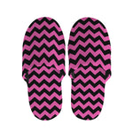 Pink And Black Chevron Pattern Print Slippers