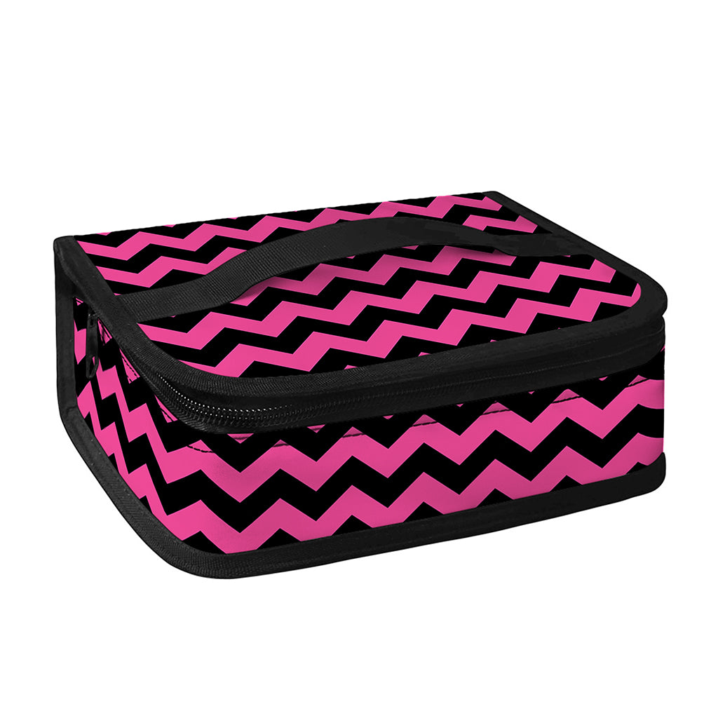 Pink And Black Chevron Pattern Print Small Lunch Bag