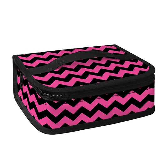 Pink And Black Chevron Pattern Print Small Lunch Bag