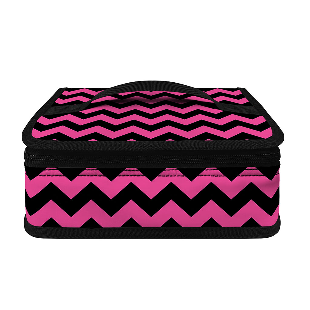 Pink And Black Chevron Pattern Print Small Lunch Bag