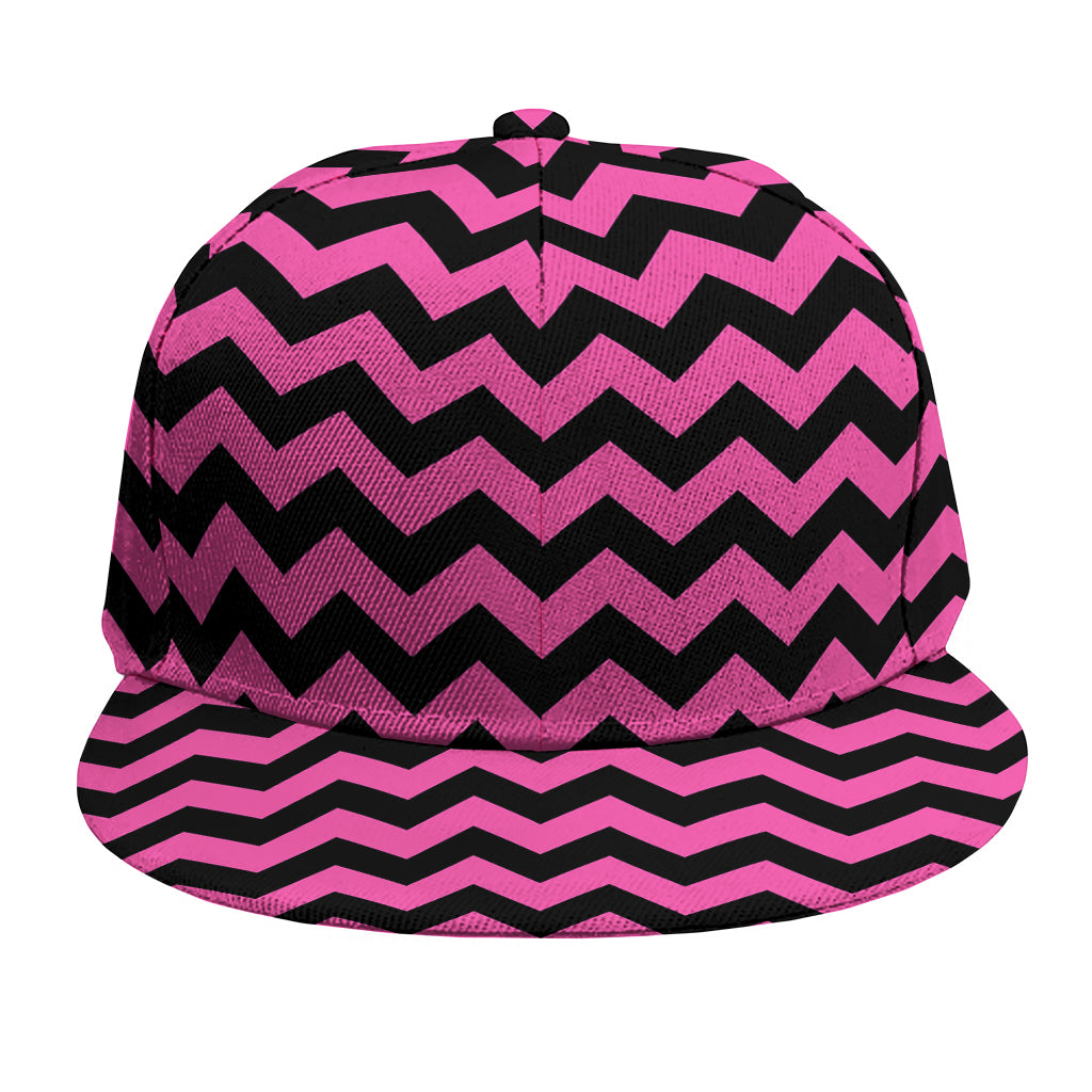 Pink And Black Chevron Pattern Print Snapback Cap