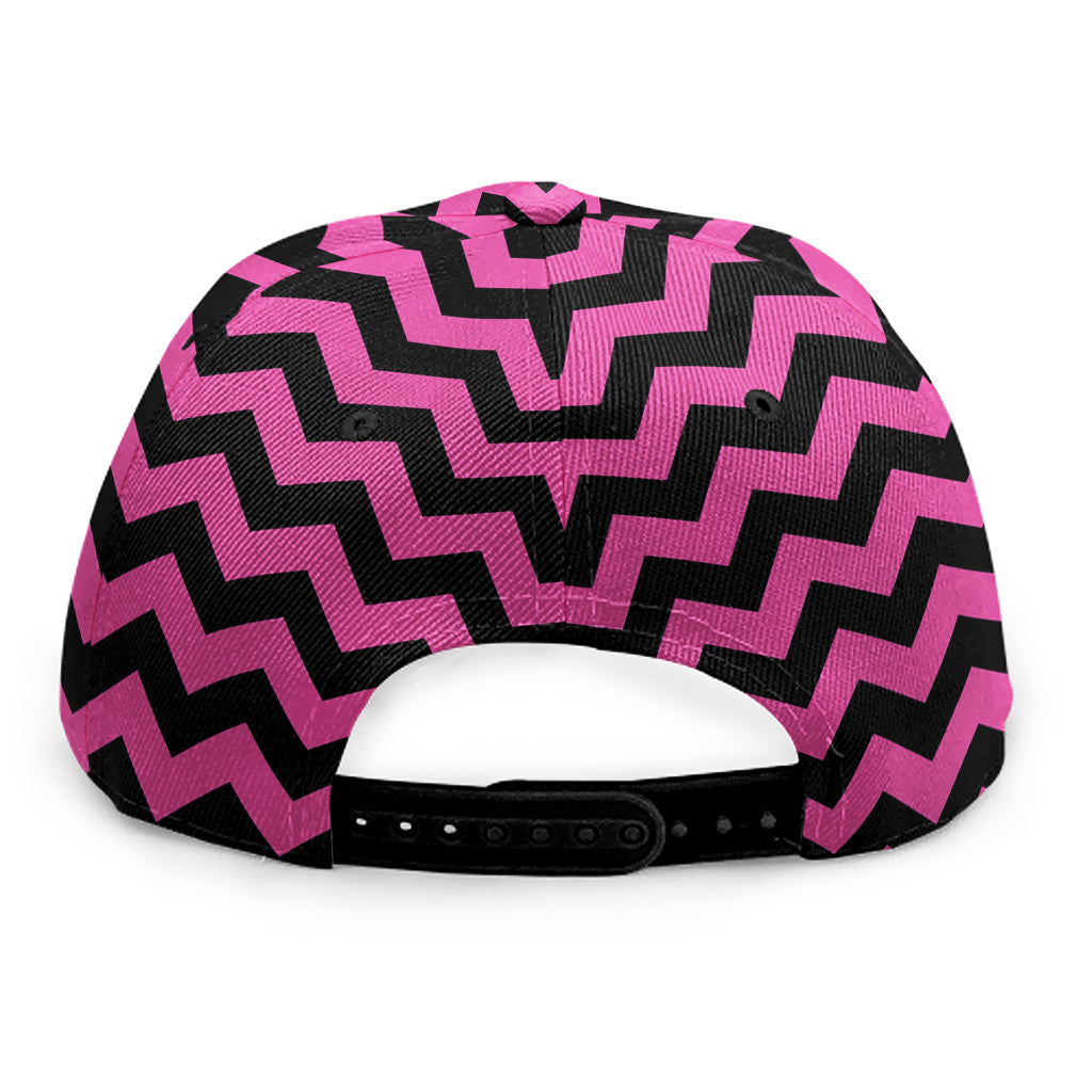 Pink And Black Chevron Pattern Print Snapback Cap