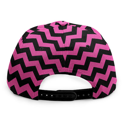 Pink And Black Chevron Pattern Print Snapback Cap