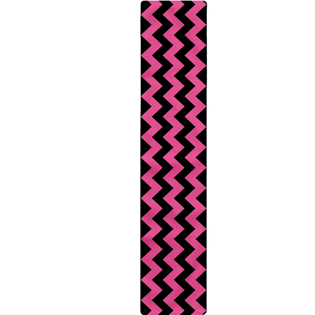 Pink And Black Chevron Pattern Print Table Runner