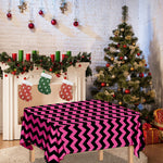 Pink And Black Chevron Pattern Print Tablecloth