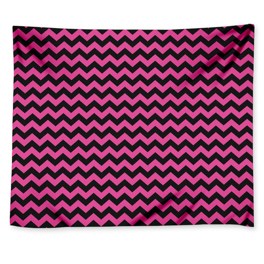 Pink And Black Chevron Pattern Print Tapestry