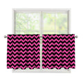 Pink And Black Chevron Pattern Print Tier Curtains