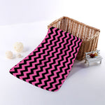Pink And Black Chevron Pattern Print Towel