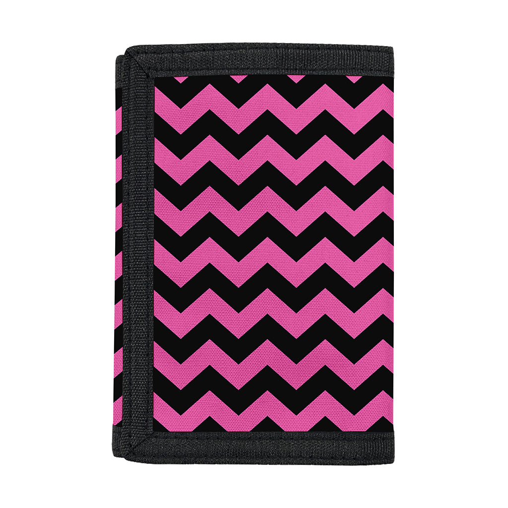 Pink And Black Chevron Pattern Print Trifold Wallet