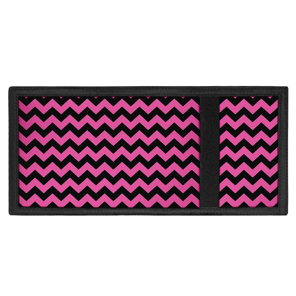 Pink And Black Chevron Pattern Print Trifold Wallet
