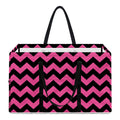 Pink And Black Chevron Pattern Print Utility Tote Bag