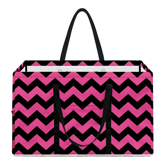 Pink And Black Chevron Pattern Print Utility Tote Bag