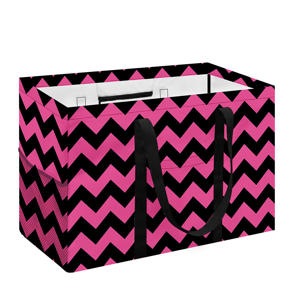 Pink And Black Chevron Pattern Print Utility Tote Bag