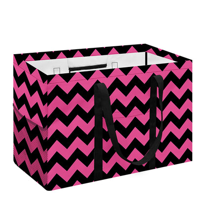 Pink And Black Chevron Pattern Print Utility Tote Bag