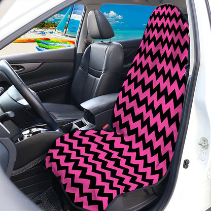 Pink And Black Chevron Pattern Print Waterproof Car Seat Cover