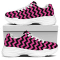 Pink And Black Chevron Pattern Print White Chunky Shoes