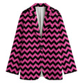 Pink And Black Chevron Pattern Print Women's Blazer