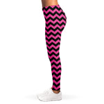 Pink And Black Chevron Pattern Print Women's Leggings