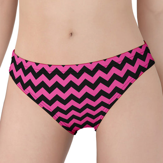 Pink And Black Chevron Pattern Print Women's Panties