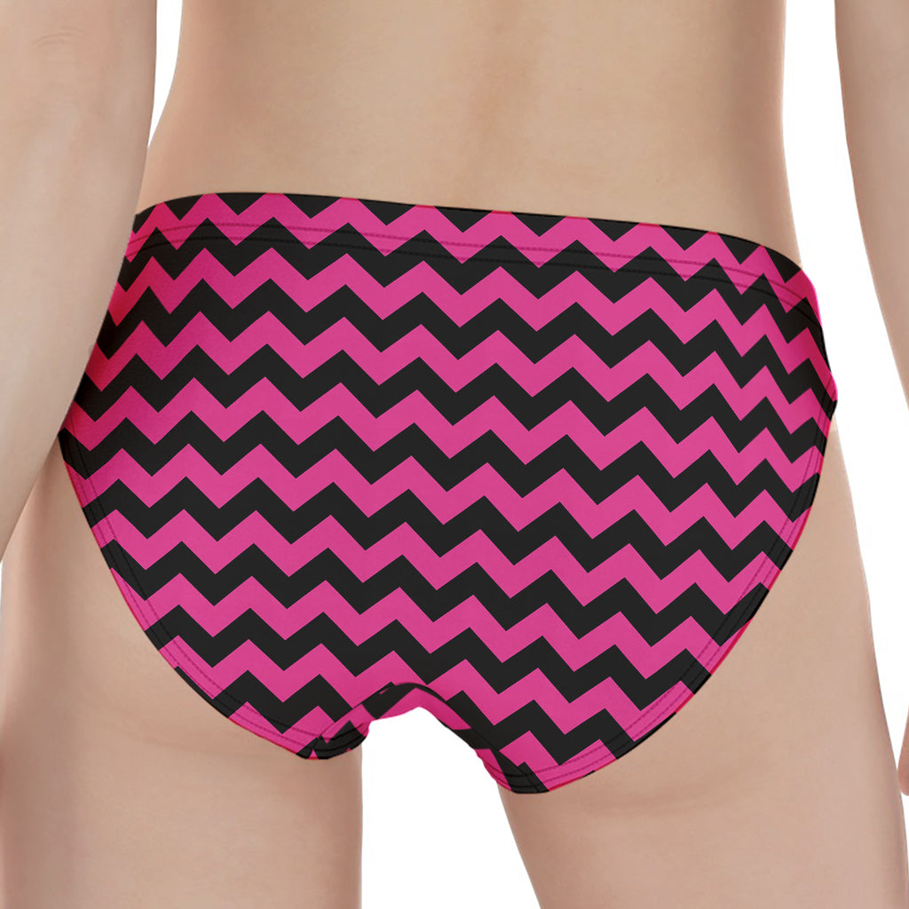 Pink And Black Chevron Pattern Print Women's Panties