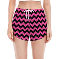 Pink And Black Chevron Pattern Print Women's Split Running Shorts