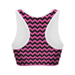 Pink And Black Chevron Pattern Print Women's Sports Bra
