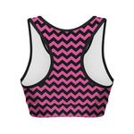 Pink And Black Chevron Pattern Print Women's Sports Bra