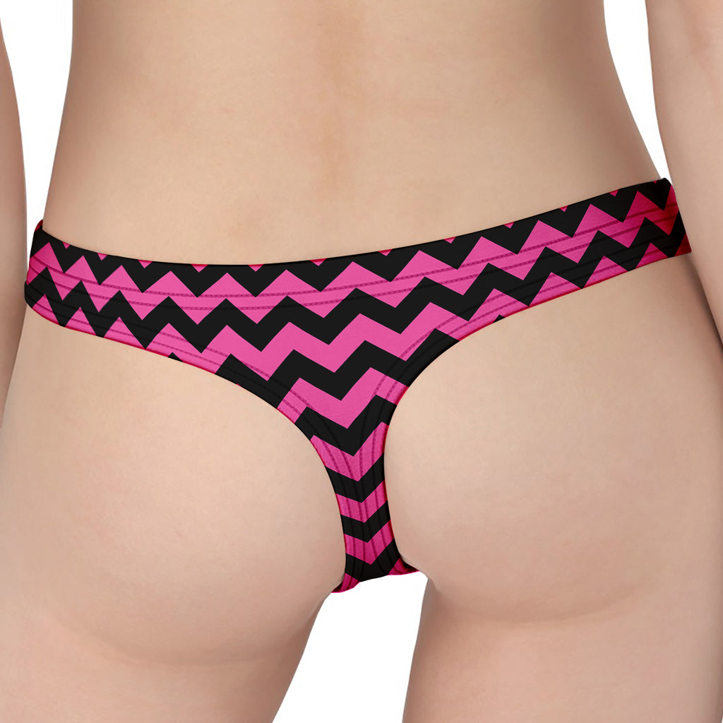 Pink And Black Chevron Pattern Print Women's Thong
