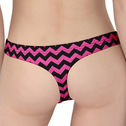 Pink And Black Chevron Pattern Print Women's Thong