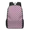 Pink And Black Polka Dot Pattern Print 17 Inch Backpack