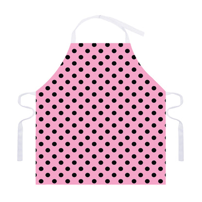 Pink And Black Polka Dot Pattern Print Adjustable Apron