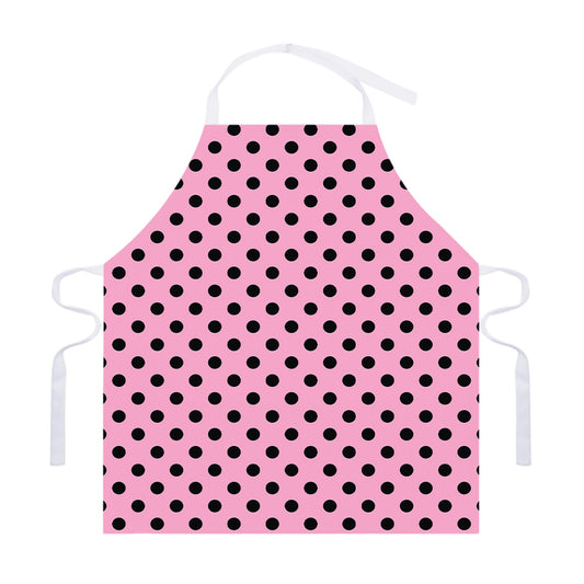 Pink And Black Polka Dot Pattern Print Adjustable Apron