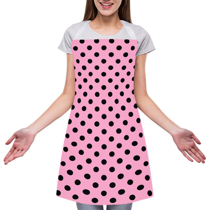 Pink And Black Polka Dot Pattern Print Adjustable Apron