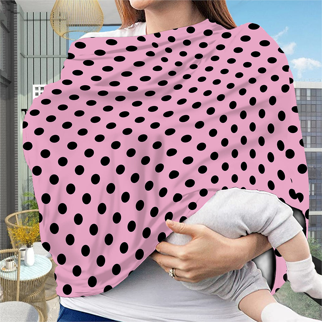 Pink And Black Polka Dot Pattern Print Baby Seat Cover