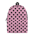 Pink And Black Polka Dot Pattern Print School Backpack
